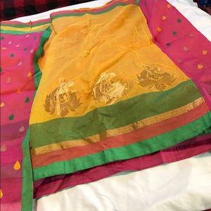 Raw silk material indian saree